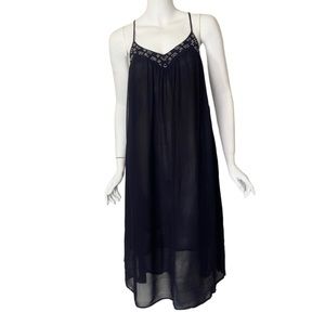 Lucky Brand Women’s Black Beaded Strappy Swing Beach Cover Up Dress - Size Small